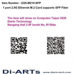 Diarts 1 port 2.5G SFP Fiber Embedded B M Key M.2 Card Intel I225 chipset